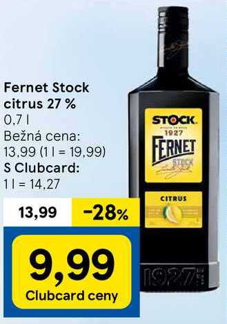 Fernet Stock citrus 27%, 0,7 l v akcii