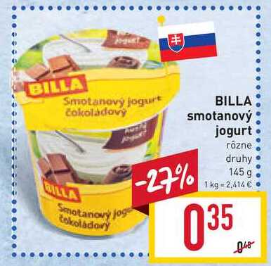 BILLA Smotanový jogurt 145 g