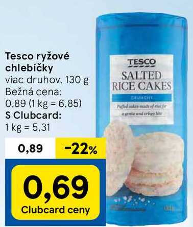 Tesco ryžové chlebíčky viac druhov, 130 g 