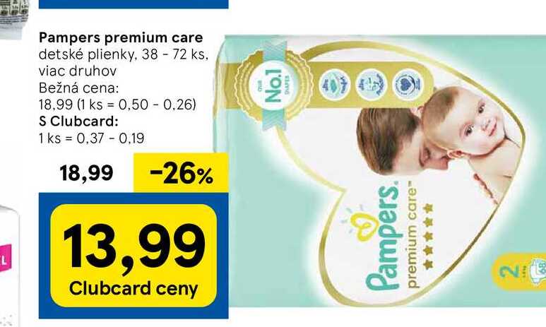 Pampers premium care detské plienky, 38 - 72 ks