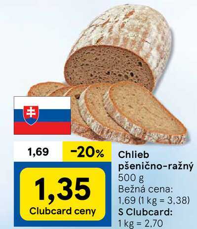 Chlieb pšenično-ražný 500 g 
