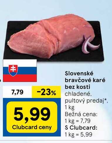 Slovenské bravčové karé bez kosti chladené, pultový predaj 1kg