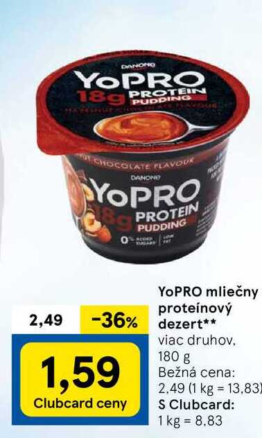 YOPRO mliečny proteínový dezert 180 g
