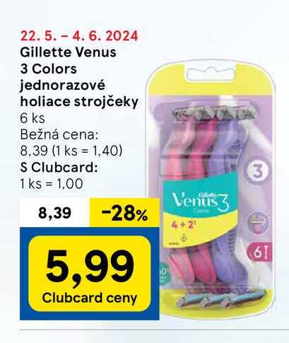 Gillette Venus 3 Colors jednorazové holiace strojčeky 6 ks 