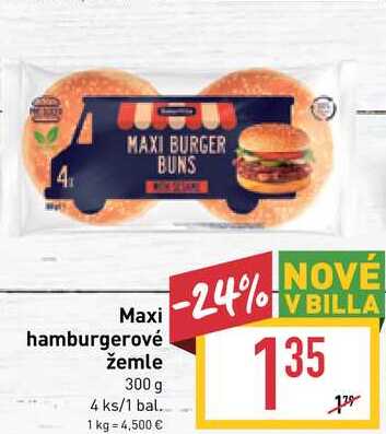 Maxi hamburgerové žemle 300 g 4 ks