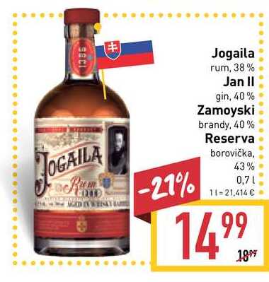 Jogaila rum, 38% 0,7l