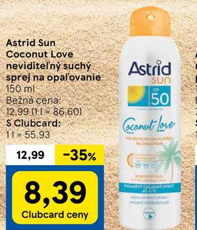 Astrid Sun Coconut Love neviditeľný suchý sprej na opaľovanie, 150 ml 