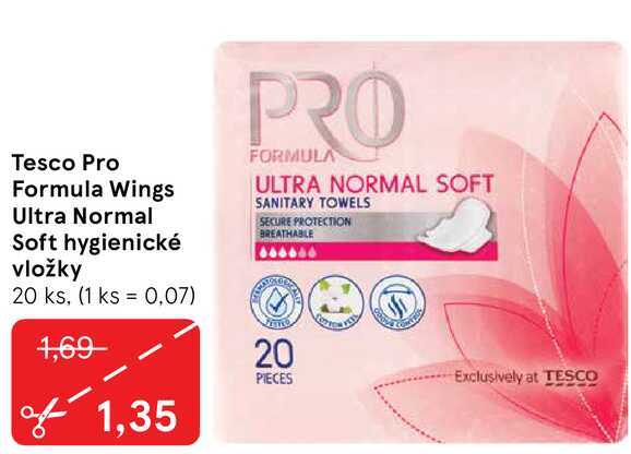 Tesco Pro Formula Wings Ultra Normal Soft hygienické vložky, 20 ks