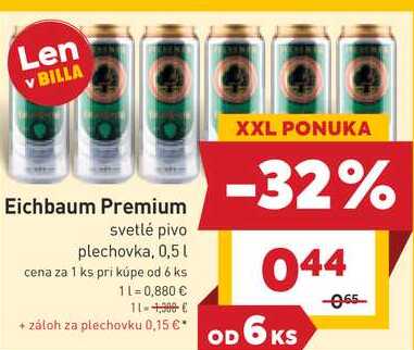 Eichbaum Premium svetlé pivo plechovka, 0,5l