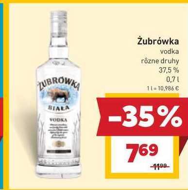 Żubrówka vodka rôzne druhy 37,5% 0,7l