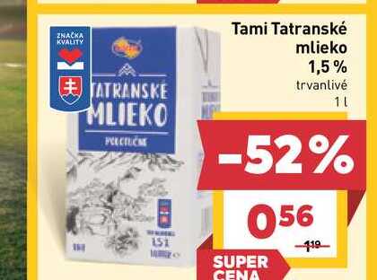 Tatranské mlieko 1,5% 1l