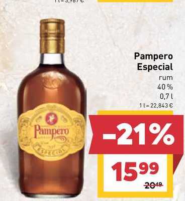 Pampero Especial rum 40% 0,7l