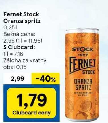 Fernet Stock Oranza spritz, 0,25 l v akcii