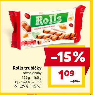 Rolls trubičky rôzne druhy 144 g