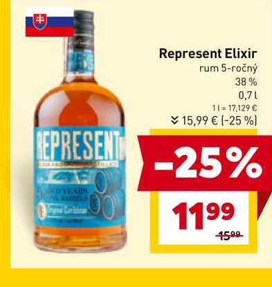 Represent Elixir rum 5-ročný 38% 0,7l