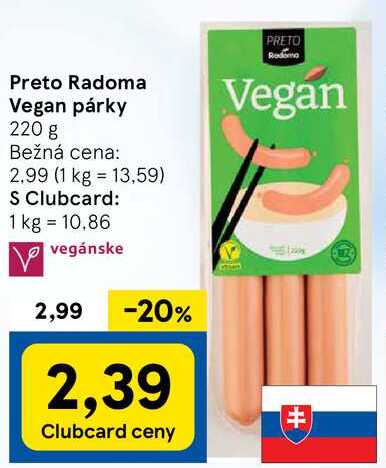 Preto Radoma Vegan párky, 220 g