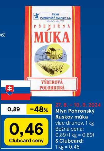 Mlyn Pohronský Ruskov múka, 1 kg