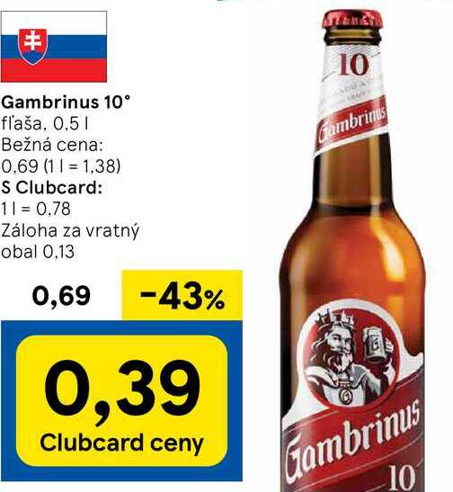 Gambrinus 10°, 0,5 l