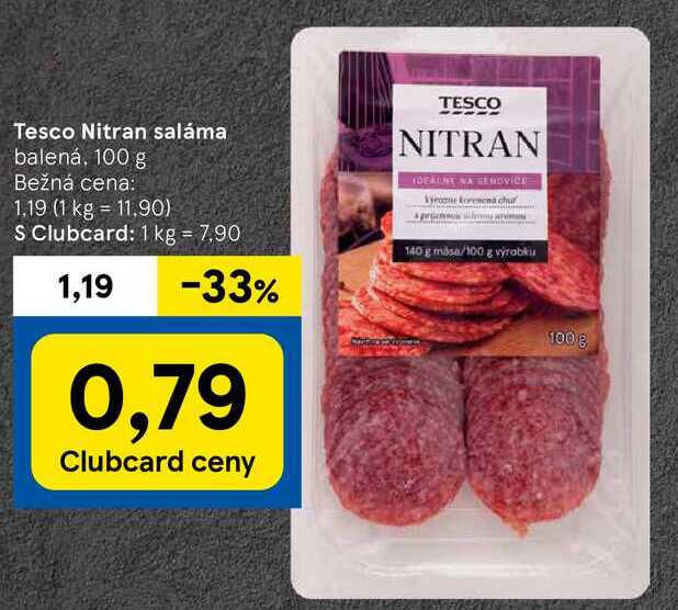 Tesco Nitran saláma, 100 g 