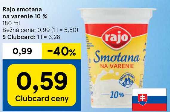 Rajo smotana na varenie 10 %, 180 ml 