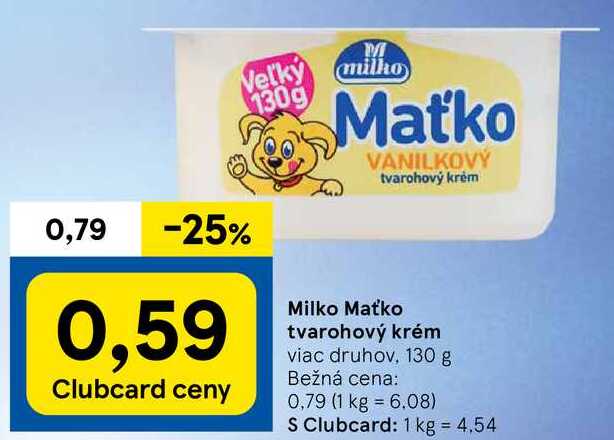 Milko Maťko tvarohový krém, 130 g 