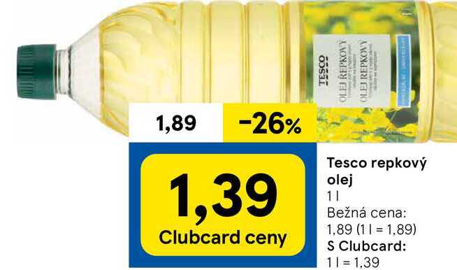 Tesco repkový olej, 1 l