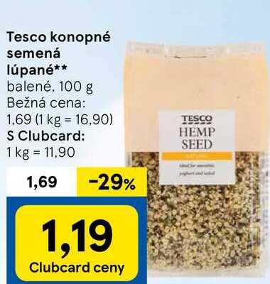 Tesco konopné semená lúpané, 100 g 