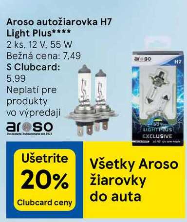 Aroso autožiarovka H7 Light Plus, 2 ks