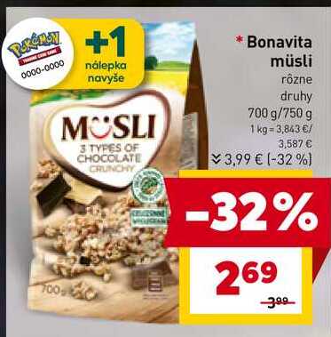 Bonavita müsli rôzne druhy 700 g/750 g