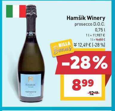 Hamšík Winery prosecco D.O.C. 0,75l