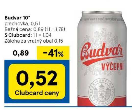 Budvar 10° plechovka, 0.5l