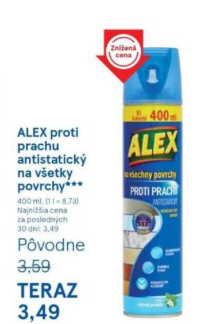 ALEX proti prachu antistatický na všetky povrchy 400 ml