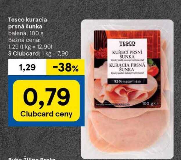 Tesco kuracia prsná šunka balená, 100 g 