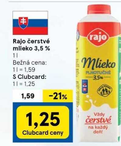 Rajo čerstvé mlieko 3,5 % 1l