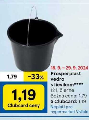 Prosperplast vedro s lievikom 12 I, čierne 