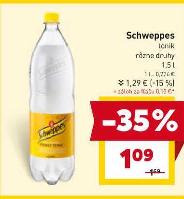 Schweppes tonik rôzne druhy 1,5l