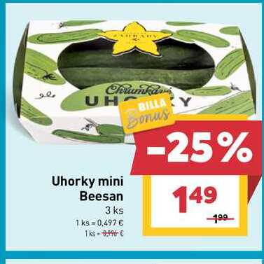 Uhorky mini Beesan 3 ks 