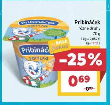 Pribináček rôzne druhy 70 g 