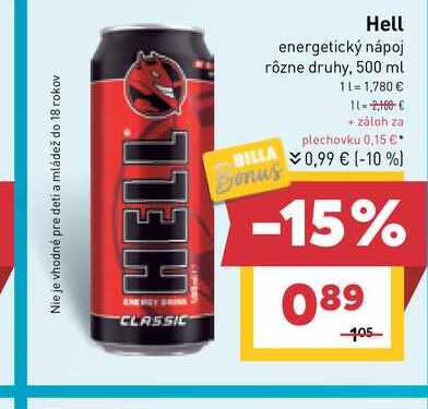 Hell energetický nápoj rôzne druhy, 500 ml 