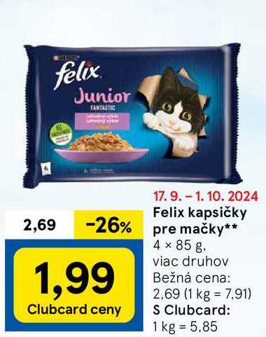 Felix kapsičky pre mačky, 4x 85 g