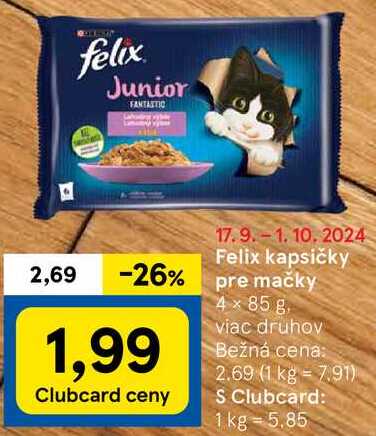 Felix kapsičky pre mačky, 4x 85 g 