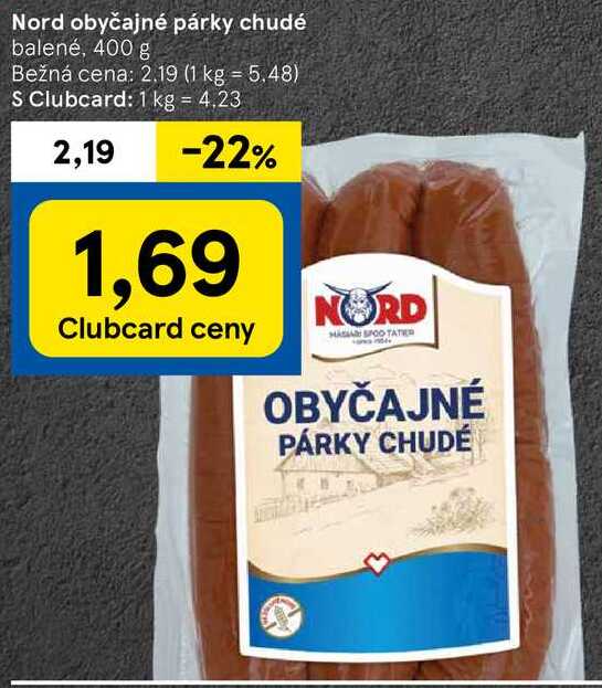 Nord obyčajné párky chudé, 400 g