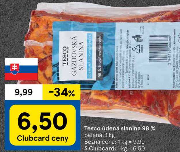 Tesco údená slanina 98 %, 1 kg