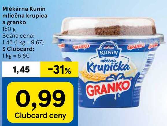 Mlékárna Kunín mliečna krupica a granko, 150 g 