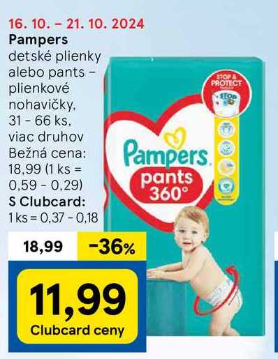 Pampers detské plienky,. 31-66 ks