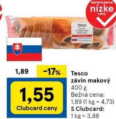 Tesco závin makový, 400 g 