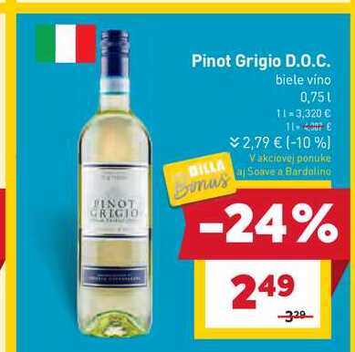 Pinot Grigio D.O.C. biele vino 0,75l v akcii