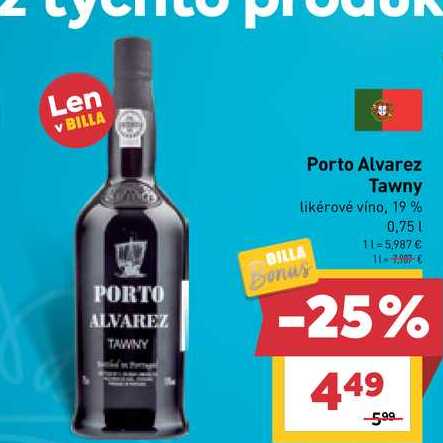 Porto Alvarez Tawny likérové víno, 19% 0,75l