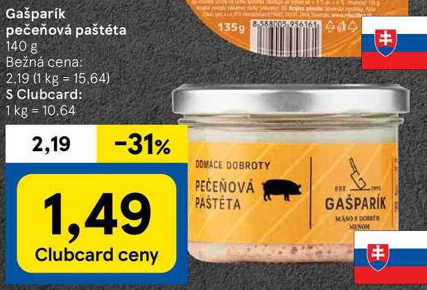 Gašparík pečeňová paštéta, 140 g 