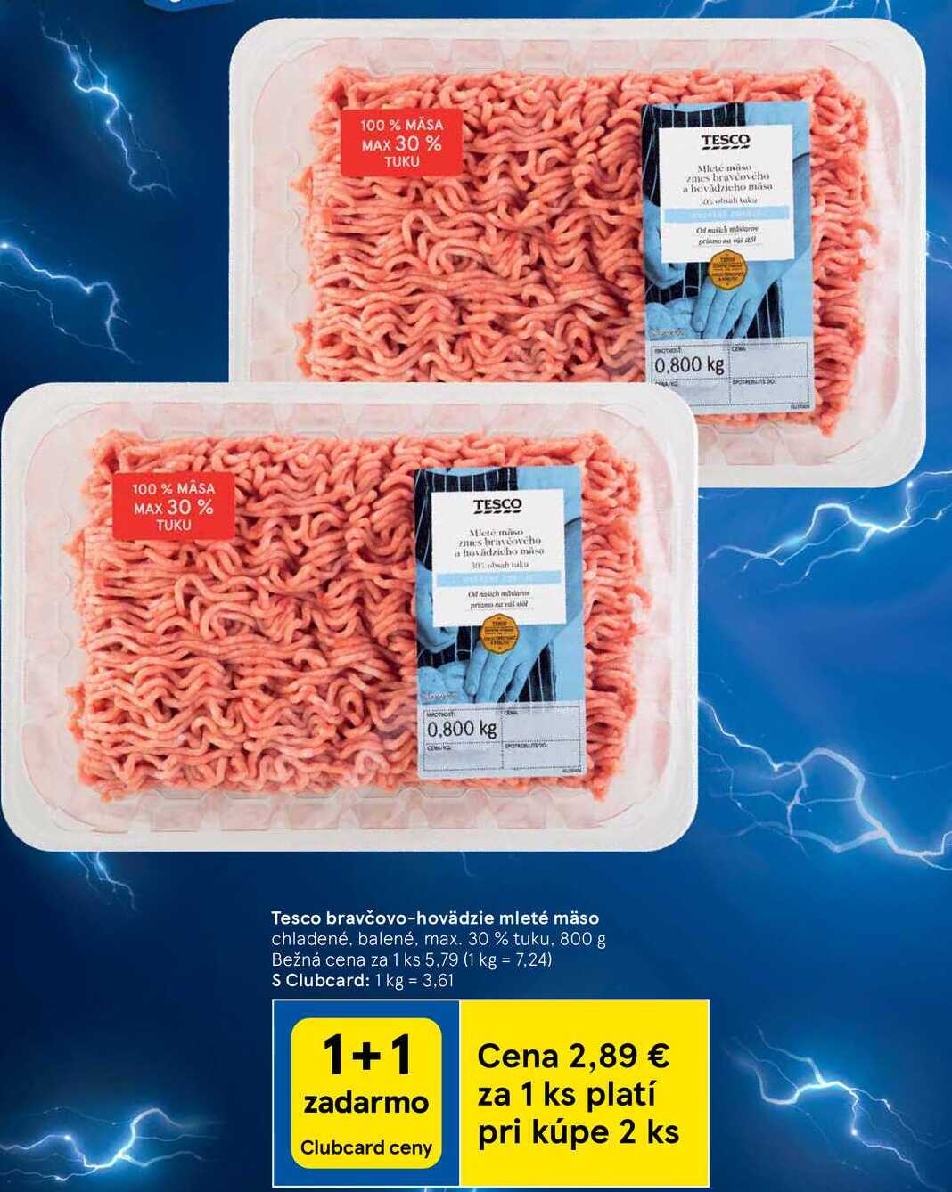 Tesco bravčovo-hovädzie mleté mäso, 800 g 